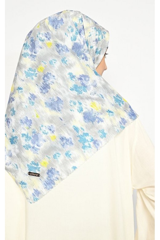 Hijab Segi Empat Lyodra Blue Jahit Tepi